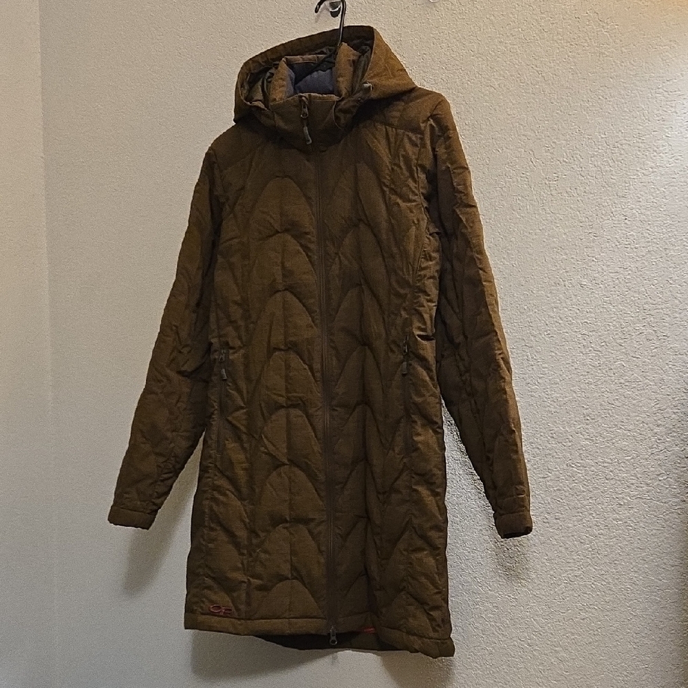 Outdoor Research Hooded Long Puffer Jacket - Tech Brown - Medium - Picture 3 of 16